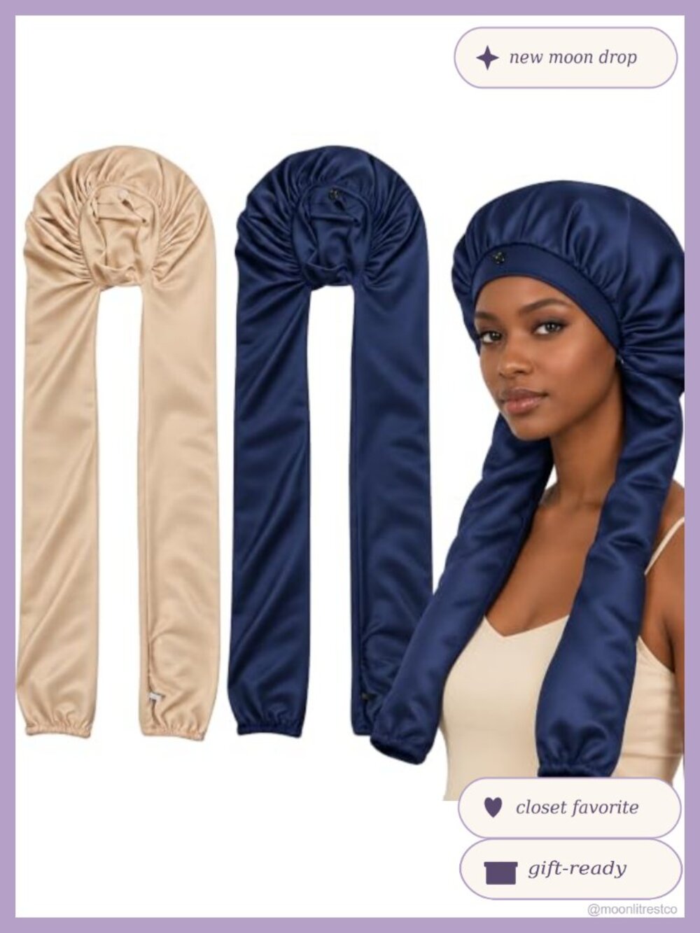Polyester Sleep Bonnet Set Breathable Braid Hair Cap with Extended Back Coverage